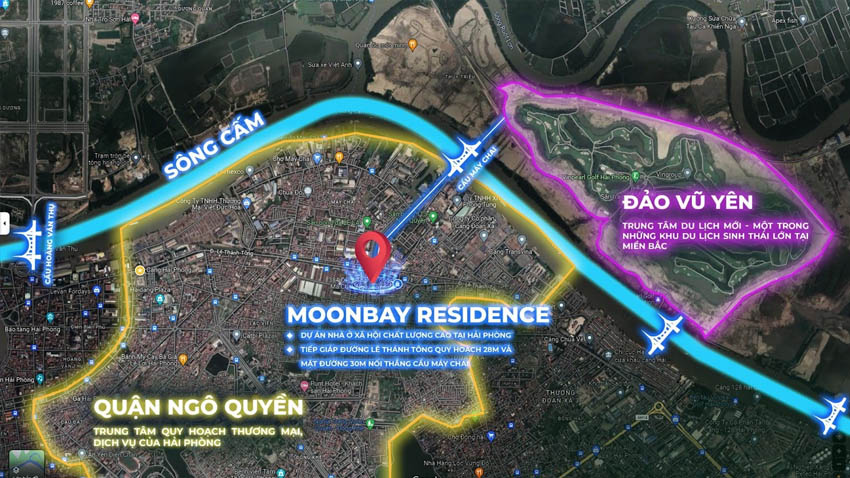 MoonBay Residence sở hữu vị trí đắc địa ngay trung tâm quận Ngô Quyền.