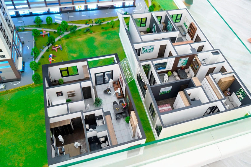 Các mẫu thiết kế căn hộ được bố trí trên Sa bàn Moonbay Residence