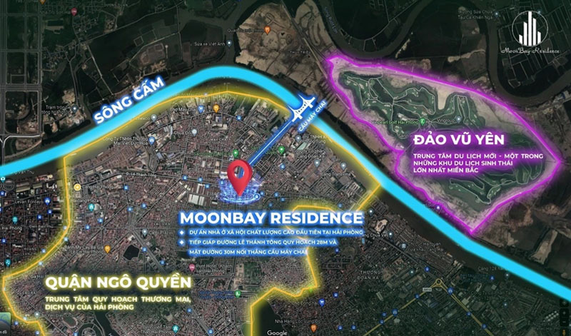MoonBay Residence nằm tại vị trí đắc địa, trung tâm quận Ngô Quyền - Hải Phòng