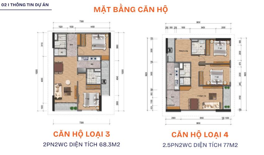 Mặt bằng căn hộ 2 phòng ngủ PG Aura An Đồng